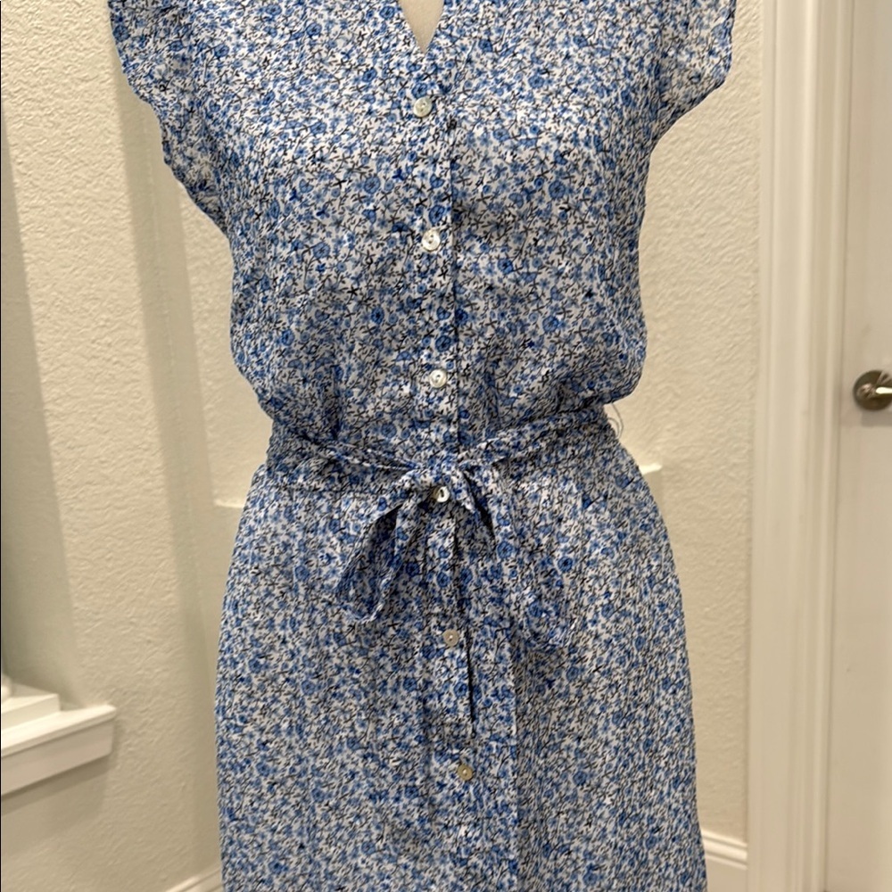 Draper James Blue and White Tiered Ruffled sleeve Tie Waist Maxi Dress Size XL - Picture 4 of 10